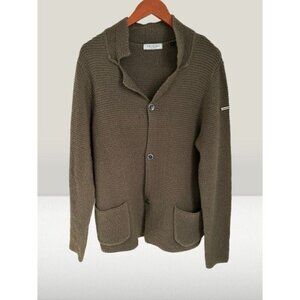 Trussardi Collection Brown Knit Cardigan Sweater With Button Front Pockets Size